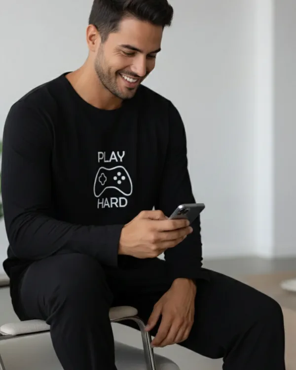 Erkek Uzun Kollu Örme Pijama Takımı