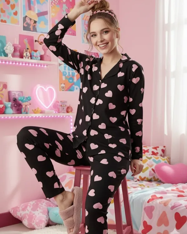 Pamuklu Düğmeli Pijama Takımı